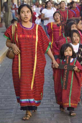The Triquis attempted to create an autonomous town in San Juan Copala, and were expelled by paramilitary gangs.  They carried crosses with the names of people who were killed.