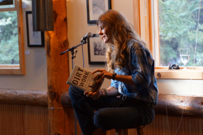 Christine Byl reading from Dirt Work late last year, photo courtesy Mollie Foster