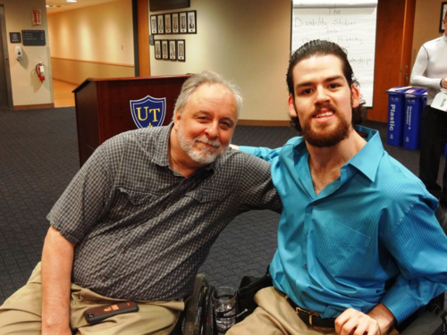 Dan Wilkins, Director of Public Relations for the Ability Center of Greater Toledo, and Nicholas Hyndman, University of Toledo student double-majoring in Disability Studies and Business Administration