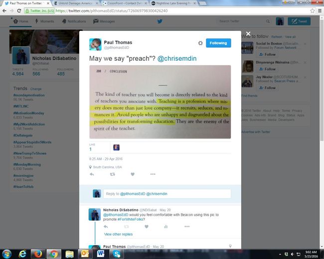 Thomas Tweet for Emdin