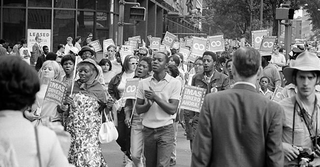 Demonstrators participating in the Poor People's March at Lafayette Park and on Connecticut Avenue, Washington, DC.