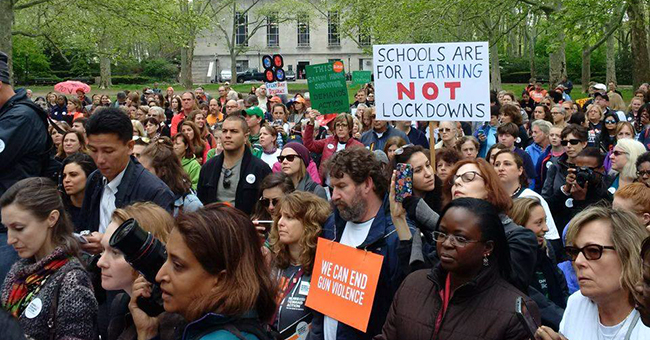 Abby and Brian Clements at the Moms Demand Action March Across Brooklyn Bridge, Cadman Plaza Park, Brooklyn, NY