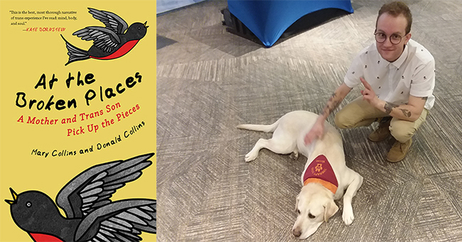 Donald Collins with Moose the Therapy Dog at the American College Counselors Association conference in Charlotte, NC