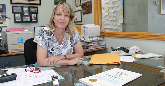 State Senator Elaine Bowers in her office at the family-owned Concordia Auto Mart.