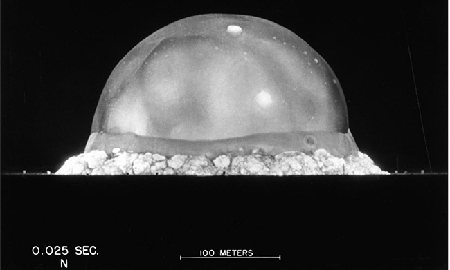 Trinity test explosion at 25 seconds in