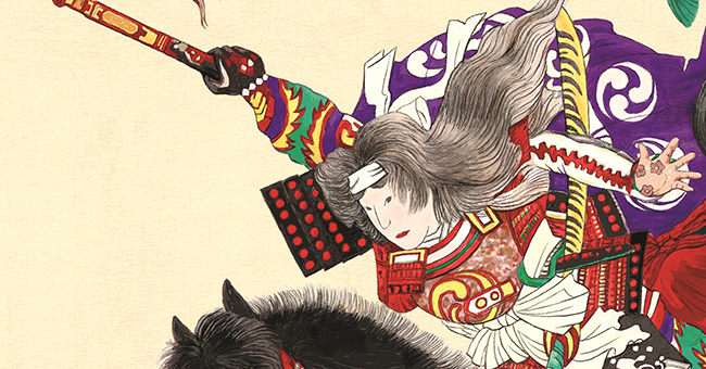 Based on a woodblock print of Tomoe Gozen