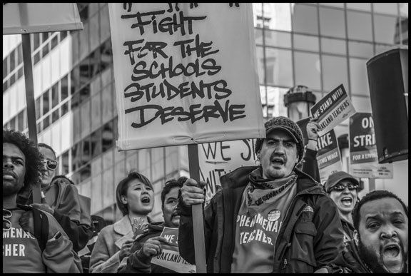 Teachers with the basic demand of the strike—funding public schools.