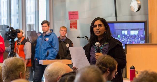 Kshama Sawant speaking at the Affordable Housing Town Hall  April 2015