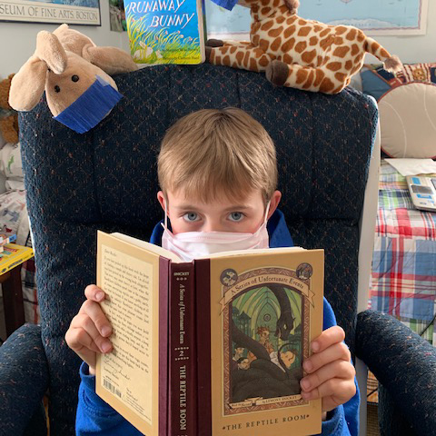 Gayatri Patnaik’s son Matthew reading The Reptile Room