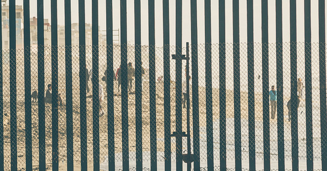 US-Mexico Border Fence, just south of San Diego, CA, at the Pacific Ocean. From the US side, facing south.