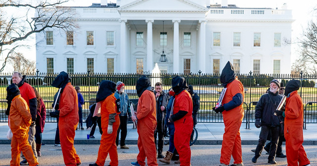 Guantánamo Bay protest in front of the White House on the seventeenth anniversary of Guantánamo Bay, January 11, 2019.