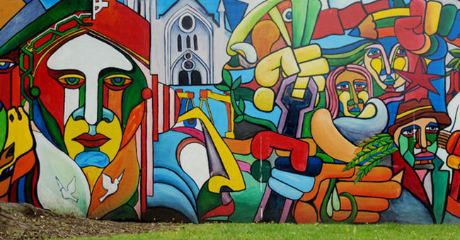 Mural celebrating Latin American culture, commissioned by Northern Ireland's Latin American Association, in partnership with Belfast City Council and others.