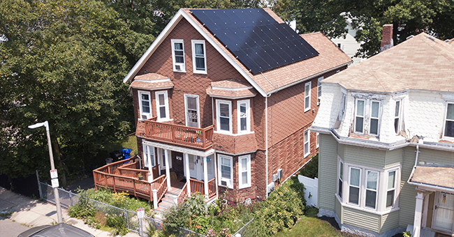 Solar roof on Elnora Thompson's home