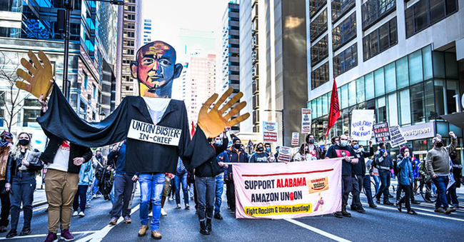 Demonstrations in over 50 US cities to support the Alabama Amazon Union, March 20, 2021.
