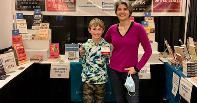 Gayatri Patnaik and her son, Matthew, at OAH 2022