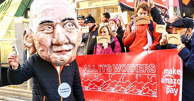 Jeff Bezos Make Amazon Pay Protest, 26 November 2021, London, England. Photo credit: War on Want