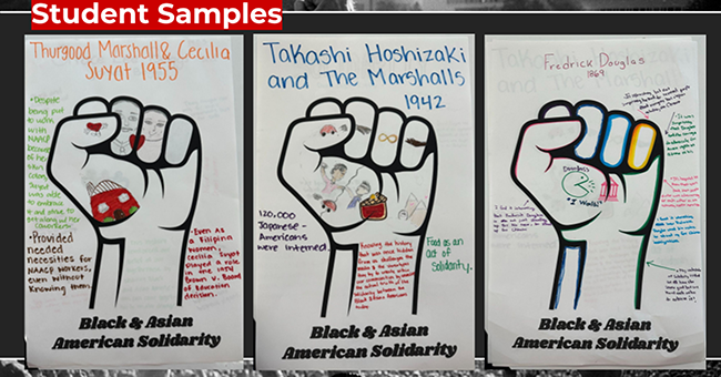 Student posters celebrating Black and Asian American solidarity