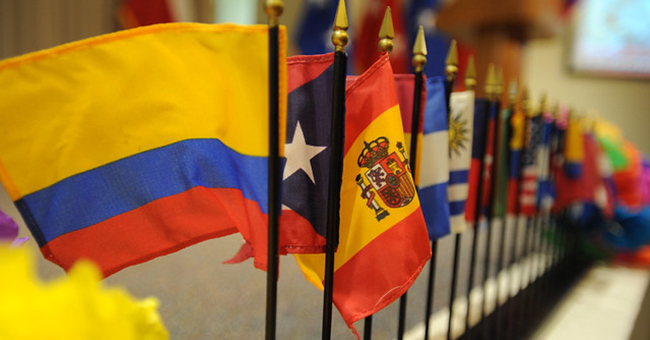 Miniature flags of Hispanic and Latinx nations
