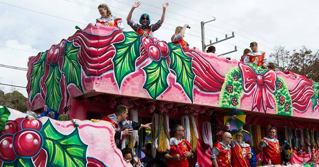 Emma Gibbons in Mardi Gras season in New Orleans, LA, 2016.